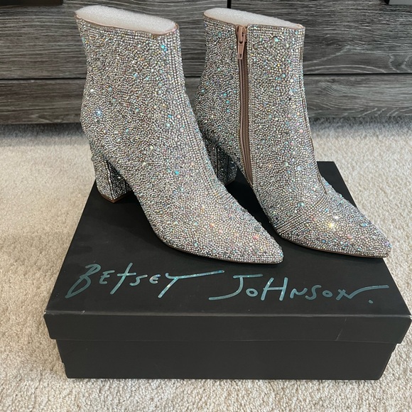 Betsey Johnson Shoes - Betsey Johnson Glittering Silver Rhinestone Booties